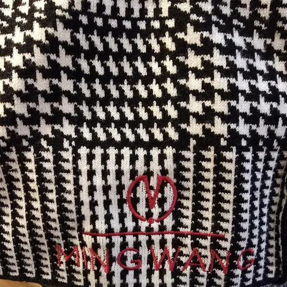 Ming Wang Women's OS Wrap Shawl Black White - Picture 4 of 6